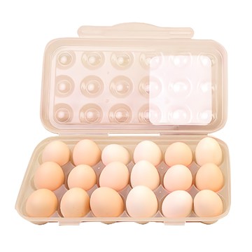 ezHome 家庭生活的達人 18格透明雞蛋收納保鮮盒  粉橘色  1個  30.5 x 16.5 x 6cm