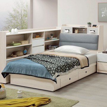 文創集 艾蘿3.5尺單人貓抓皮二抽床台組合(床頭箱＋二抽床底＋不含床墊)-110x221x112cm免組