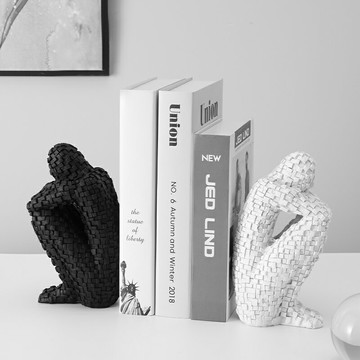 創意簡約現代辦公室人物雕塑書擋書立書柜樣板房軟裝飾品書架擺件