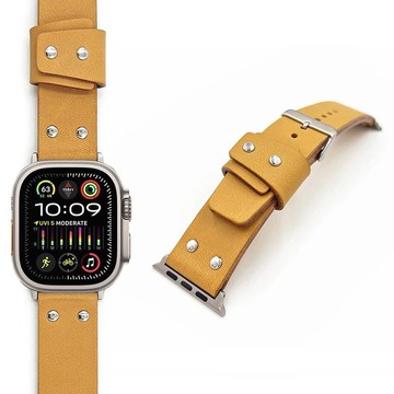義大利植鞣革 Apple Watch 手工錶帶-適用S4~S11 SE Ultra1-3/42~49mm錶殼 紅色-B款錶帶(手腕圍16~20cm)