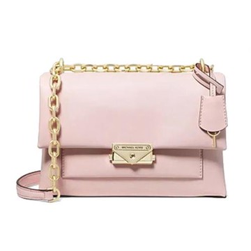 【MICHAEL KORS】翻蓋皮革肩斜兩用鍊包-粉