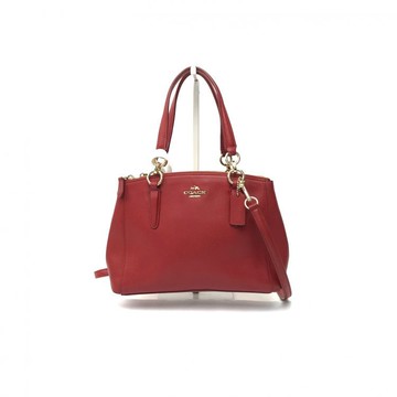 coach紅色皮革金釦肩揹手提包