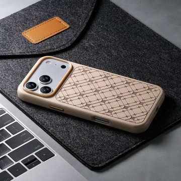 2026新款 PU皮革 星輝格紋 金屬按鍵 適用於 蘋果 iPhone 17 16 15 Pro Max 防摔殼 手機殼