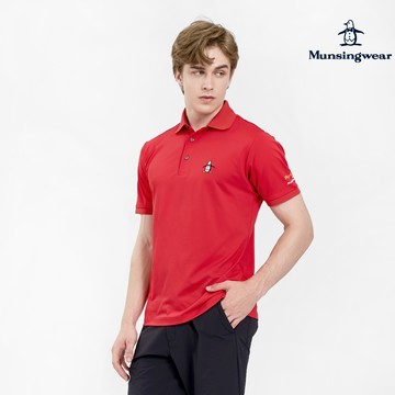 【Munsingwear企鵝】男款珊瑚色三色企鵝設計吸汗速乾舒適柔滑防曬遮熱多機能短袖POLO衫 MGVJ2081