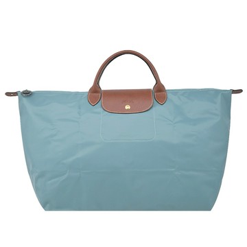 [平輸版]LONGCHAMP LE PLIAGE系列短把再生尼龍摺疊水餃旅行袋(大/尤加利綠)真品平輸