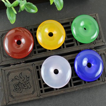 天然粉玉髓平安扣吊墜瑪瑙平安扣掛件 DIY飾品項鏈鑰匙扣玉墜