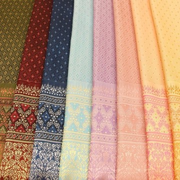 民族風東南亞緬甸泰國傣族提花服裝面料筒裙短裙一片裙布料C 家博