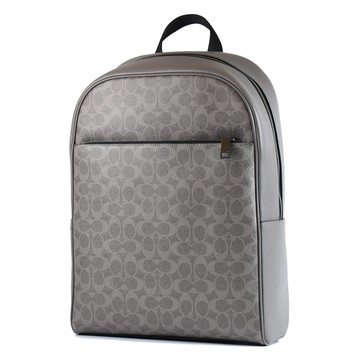 COACH 男款 Owen 緹花小C LOGO防刮簡約拉鍊後背包-灰色