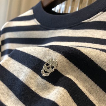 品牌折扣~外貿出口清倉尾單女裝夏條紋t恤短袖2021新寬松顯瘦上衣