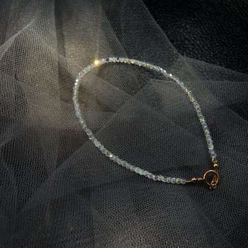 鎮店輕奢32切面爆閃施家白水晶手鏈極細choker14K注金女疊戴手串