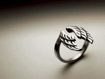 開口抽象雙翅戒指