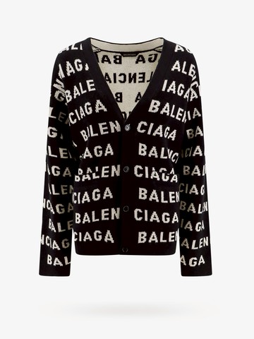 Wool cardigan with allover logo intarsia - BALENCIAGA - gender_Woman