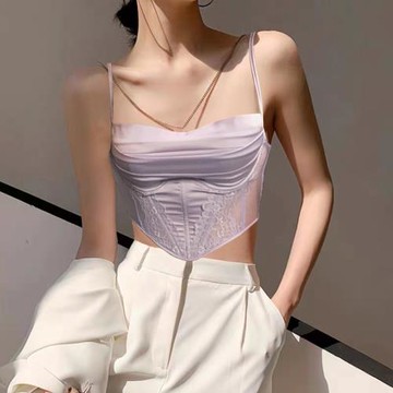 歐美性感蕾絲抹胸式吊帶有鋼圈聚攏顯瘦文胸打底內搭軟骨塑身衣