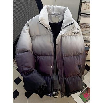潮牌漸變色冬季加厚羽絨外套棉衣