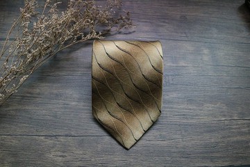 卡其色金黃麥穗真絲領帶/型男秋冬百搭首選蠶絲領帶