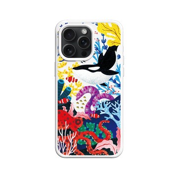 iPhone 15 Pro Max SolidX 白 - Ocean Collection: Let's Sea 海洋系列：一路向海 - 海底花花世界（虎鯨版）