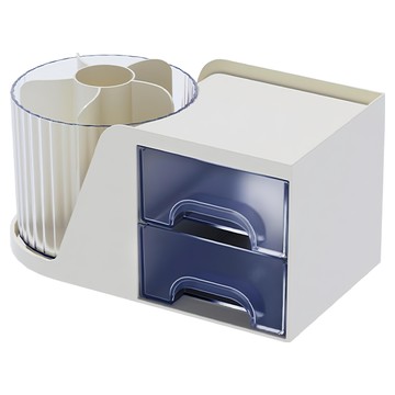 iSFun 辦公收納 2合1旋轉筆筒收納盒  1個  白色