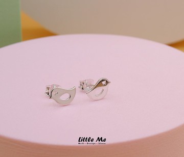 小鳥耳環 鍍銀黃銅