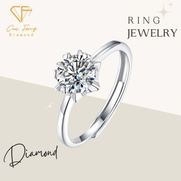 【CF鑽飾】女戒 莫桑鑽《雪花星芒》戒指 鑽戒 情人節禮物 飾品 生日送禮 求婚 告白