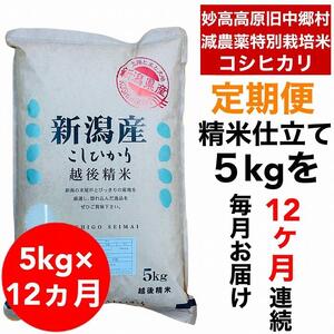 】新潟県旧中郷村減農薬特別栽培米コシヒカリ 5kg（5kg×1袋）