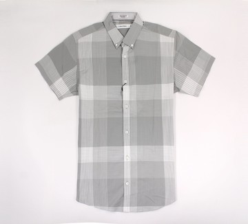 美國百分百【全新真品】Calvin Klein 襯衫 CK 男衣 短袖 上班 休閒 格紋 灰色 S號 E248