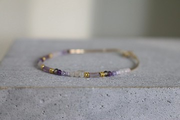 六月誕生石 手鍊 紫玉 珍珠 天然石 - 跑來跑去 -