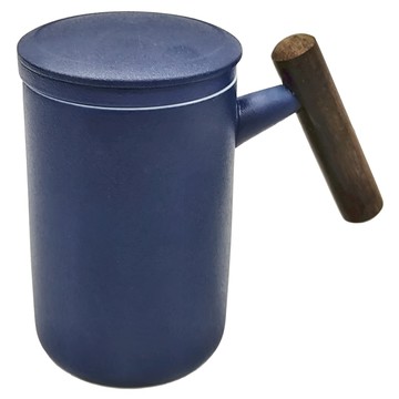 LifeHouse 陶瓷馬克杯 雅青杯 藍色 木柄  1個