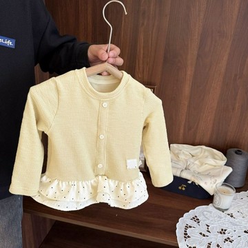 氣質穿搭~新款女寶寶洋氣拼邊長袖T恤女童春秋款新款女童高級質感打底衫 女童T恤長袖 洋氣打底上衣 女童拼接T恤 兒童長袖