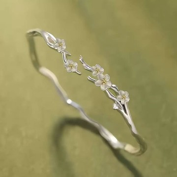 免運🔮【莫離手鐲】女款茉莉花設計細款輕奢高級感精緻開口手環简约 百搭 招財 開運 手鍊 手環 手鐲 手饰 饰品