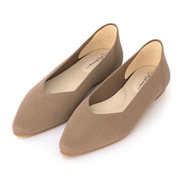 D+AF 【3D零感雲織鞋】小V口尖頭通勤包鞋＊摩卡色