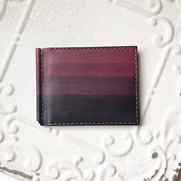 植鞣革鈔票夾_6卡層_木莓漸層灰藍