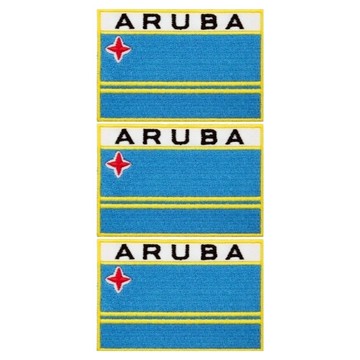 A-ONE 匯旺 阿魯巴國旗刺繡布貼 3個 背部自黏 8x5cm  多色