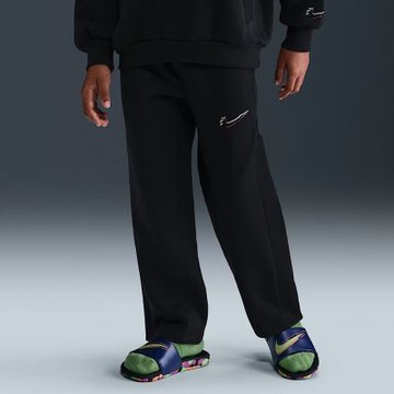 NIKE 長褲 童裝 男女大童 運動褲 寬鬆版型 刷毛 K NK COB FLC PANT GLITCH 黑 HV0507-010