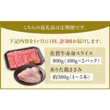 ふるさと納税 鍛えたい方向け ヘルシーセット（赤身 スライス 800g＋鶏 ささみ 300g）佐賀牛 ありたどり[HAA047] 佐賀県江北町