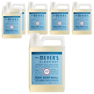 Mrs.MEYER'S 梅耶夫人 香氛洗碗精補充瓶 雨露  6個  1420ml