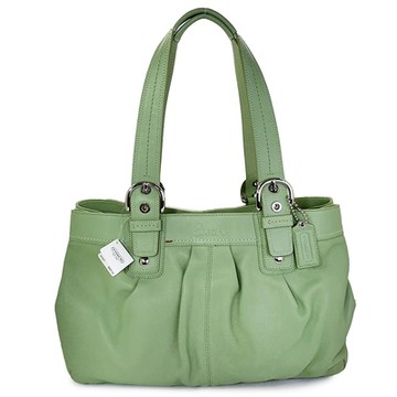 展示品 COACH 蔻馳 壓印LOGO全皮肩背托特包(大/蘋果綠)