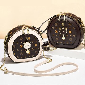 女士小包包2025歐美新款女春夏印花手提小圓包大容量單肩斜挎包