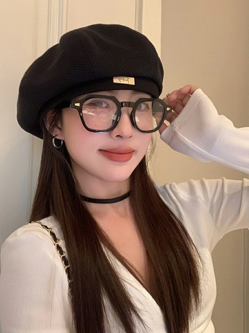 韓版ins貝雷帽女春季2024新款大頭圍顯臉小帽子文藝畫家帽云朵帽