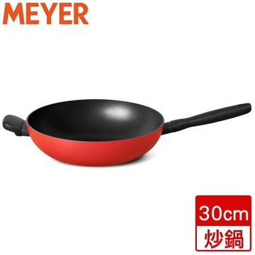 MEYER美亞 革新紅導磁單柄炒鍋 鍋子 電磁爐可用 不沾塗層-30cm【愛買】