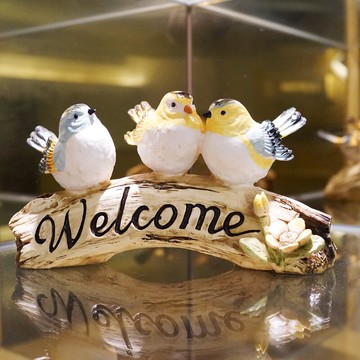 Lmdec三只小鳥樹脂擺件 美式鄉村田園歐式客廳裝飾品擺設桌面擺件