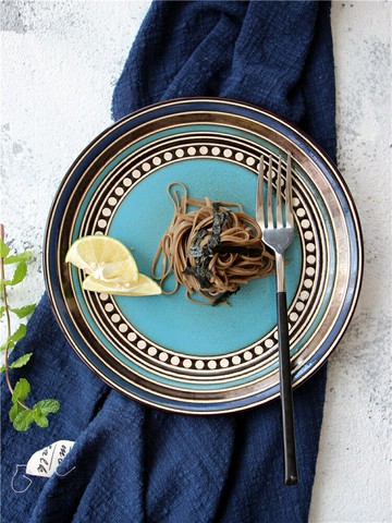 北歐創意陶瓷碟子菜盤沙拉盤牛排盤西餐盤子菜盤家用早餐盤意面盤