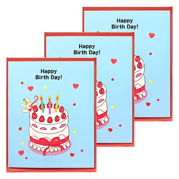 2Youngdesign 閃耀生日賀卡  3張  絲帶蛋糕生日快樂