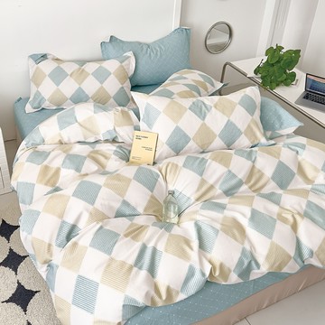 床包被套組(鋪棉兩用被套)-單人 / 精梳純棉三件式 / 沐夏泳池 台灣製