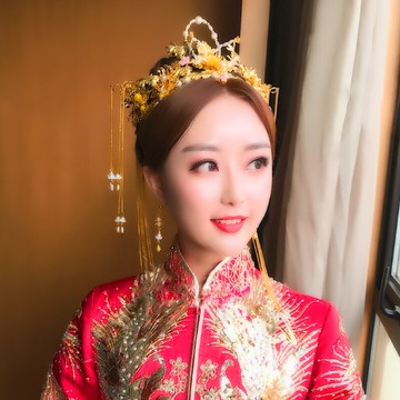 2022中式婚慶復古新娘秀禾服頭飾大氣奢華金色流蘇鳳冠龍鳳褂飾品