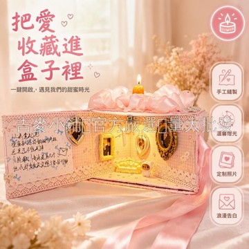 台灣出貨✨ 夢幻蛋糕小屋DIY 立體書翻頁機關 暖黃LED燈帶 白色蕾絲花邊 粉色緞帶蝴蝶結 生日派對桌面擺件