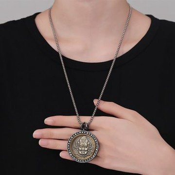 MoonDy 守護神項鍊 飾品 禮物 藏式項鍊 吊墜項鍊 黃財神項鍊 男生項鍊 佛牌項鍊