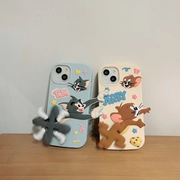 可愛 旋轉奔跑湯姆貓傑瑞鼠iPhone15蘋果12適用13/14pro max手機殼套11防摔殼