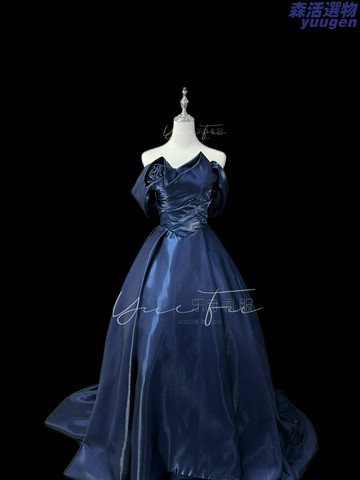 【光緞兩穿】禮服裙 成人禮服 藝考禮服 晚禮服 演出服 宴會禮服 深色系蓬裙 高級光緞面料 夜鶯與玫瑰 樂府設計