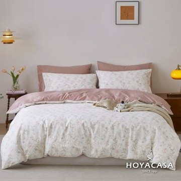 HOYACASA 100%精梳棉加大兩用被床包四件組-花漾蔓蔓(天絲入棉30%)