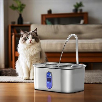 大容量長方形寵物飲水機不銹鋼貓咪喂水器自循環過濾寵物飲水器